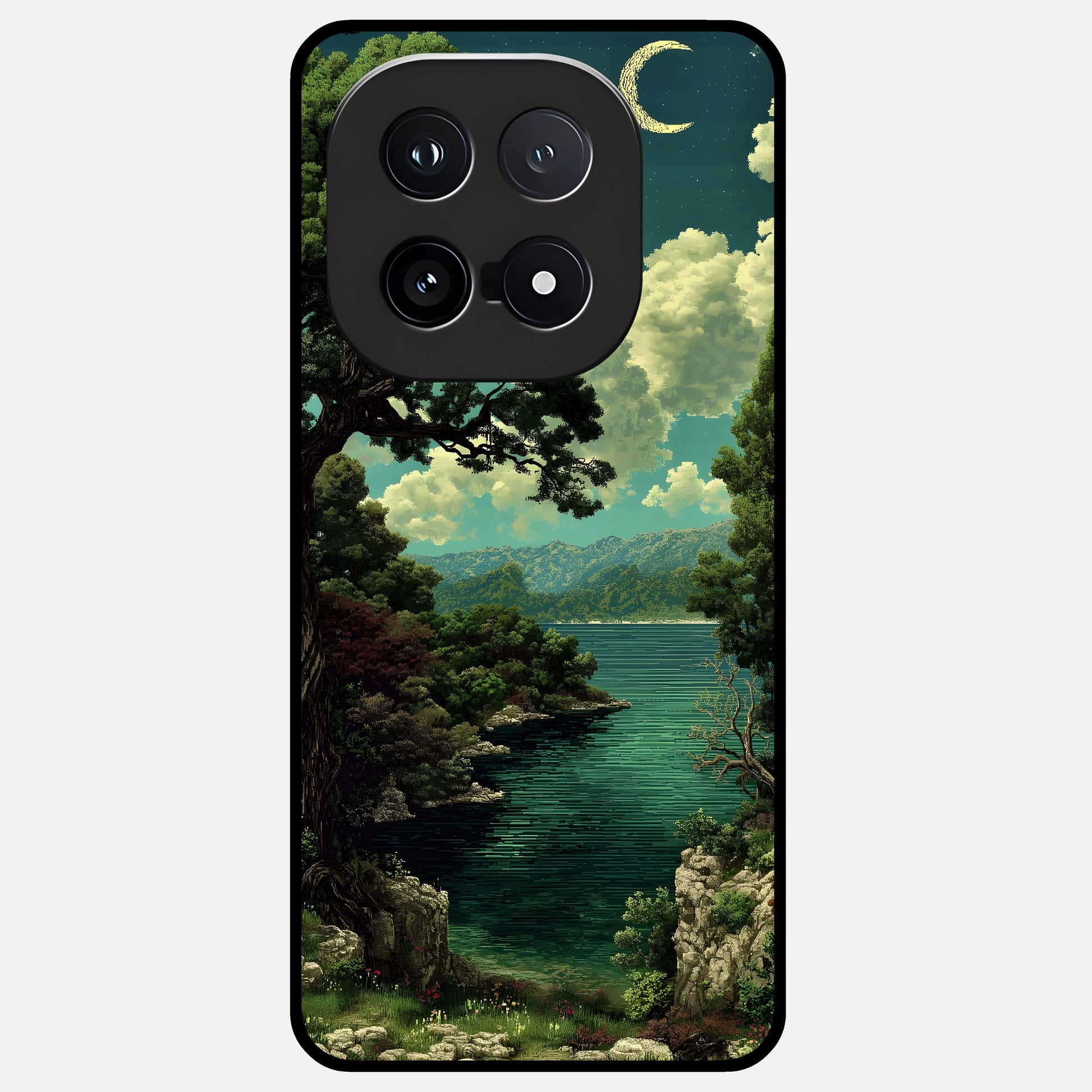  Celestial Lake Peace Glass Case for iQOO 15 back cover – full design glossy printed glass finish