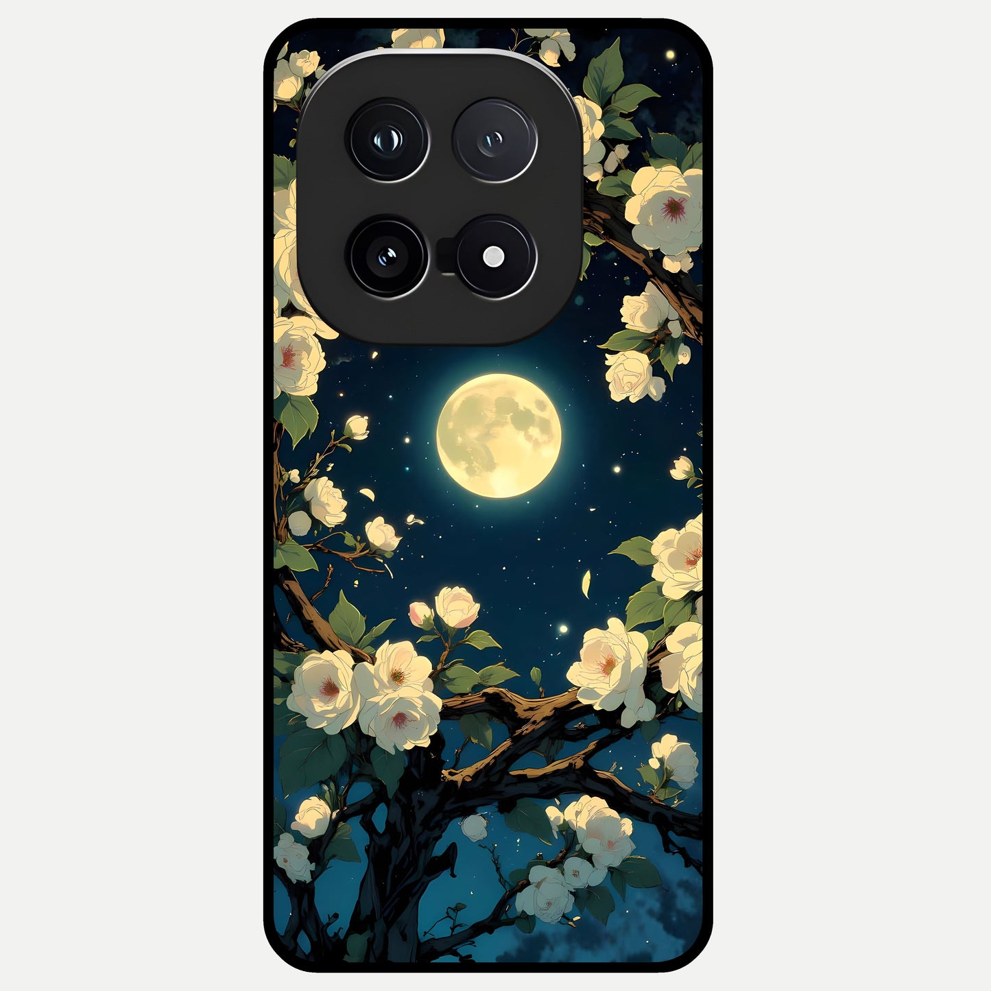  Celestial Moon And Flower Glass Case for iQOO 15 back cover – full design glossy printed glass finish