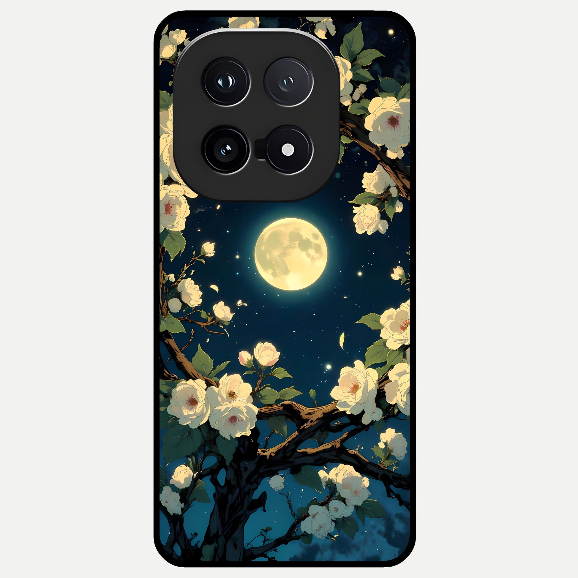  Celestial Moon And Flower Glass Case for iQOO 15 back cover – full design glossy printed glass finish