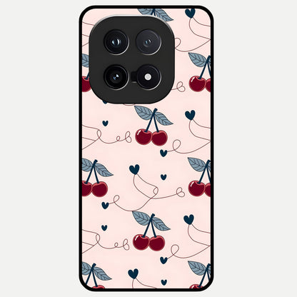  Cherry Heart Line Glass Case for iQOO 15 back cover – full design glossy printed glass finish