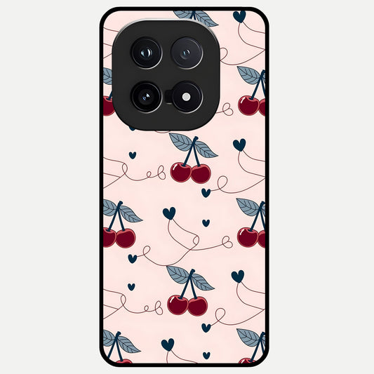  Cherry Heart Line Glass Case for iQOO 15 back cover – full design glossy printed glass finish