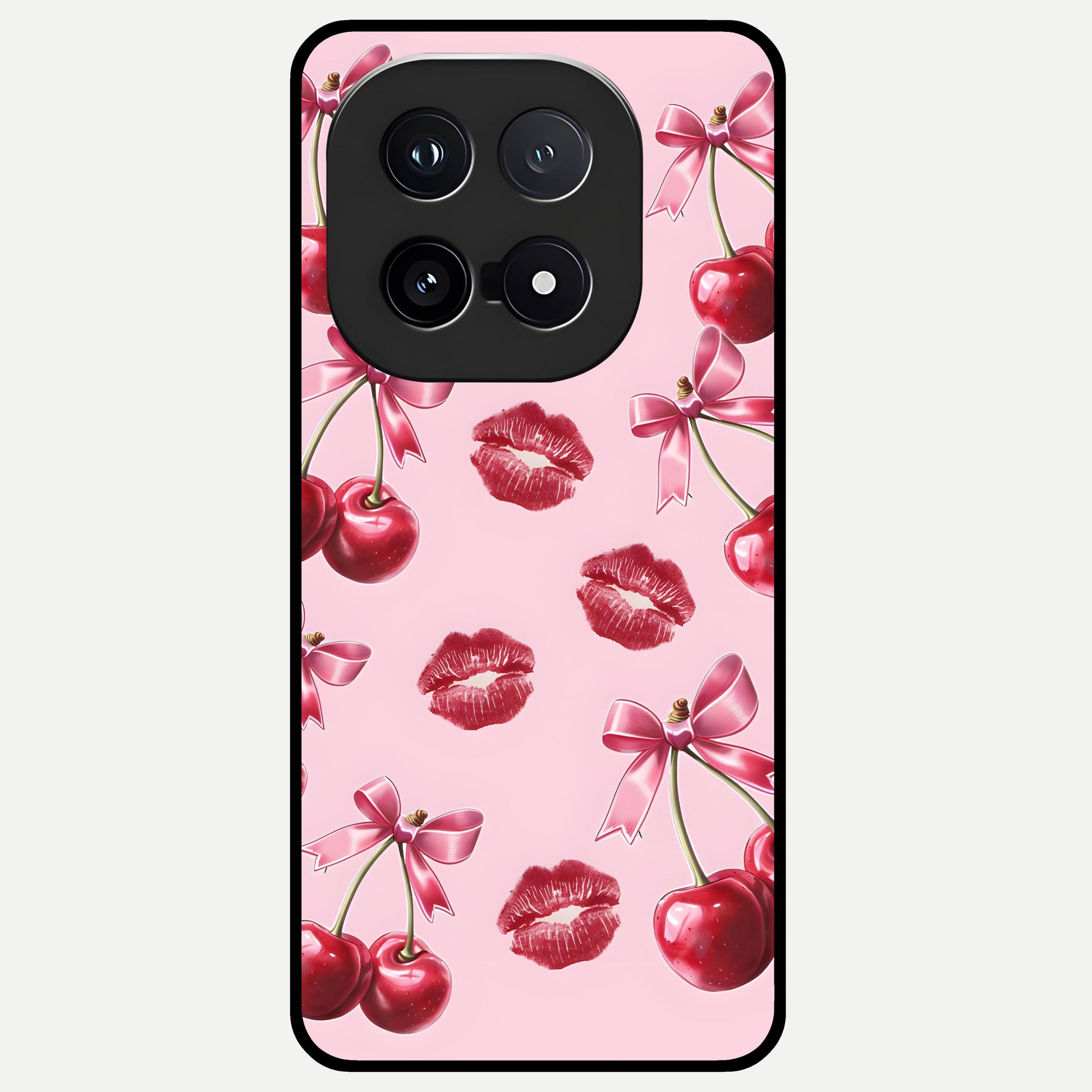  Cherry With Lips Glass Case for iQOO 15 back cover – full design glossy printed glass finish