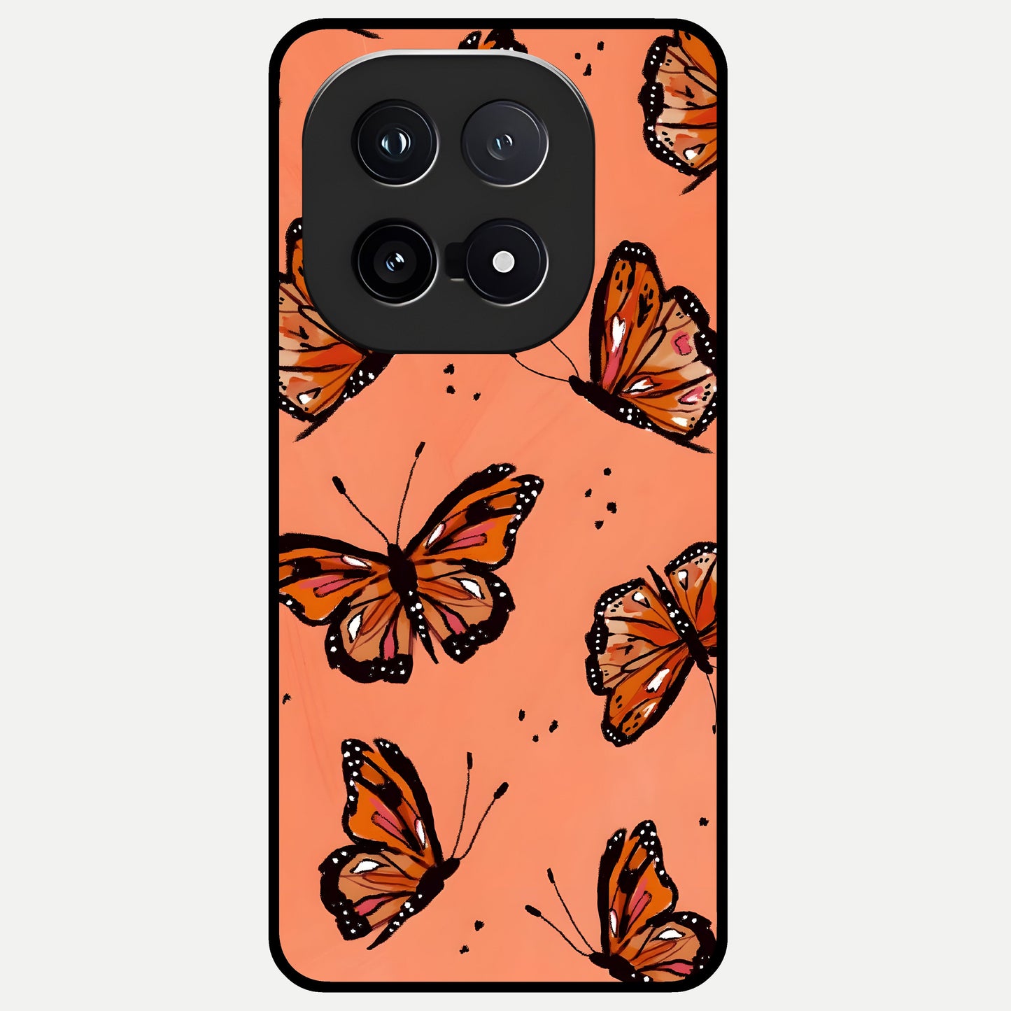  Coral Wing Butterfly Glass Case for iQOO 15 back cover – full design glossy printed glass finish