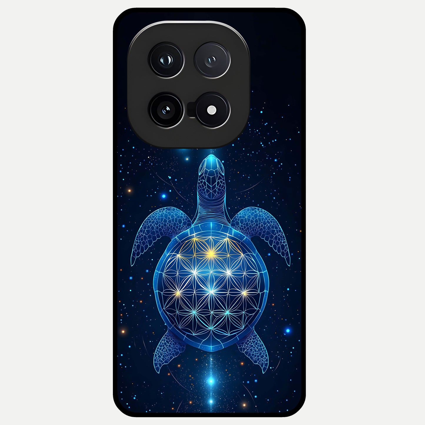  Crimson Blue Turtle Glass Case for iQOO 15 back cover – full design glossy printed glass finish