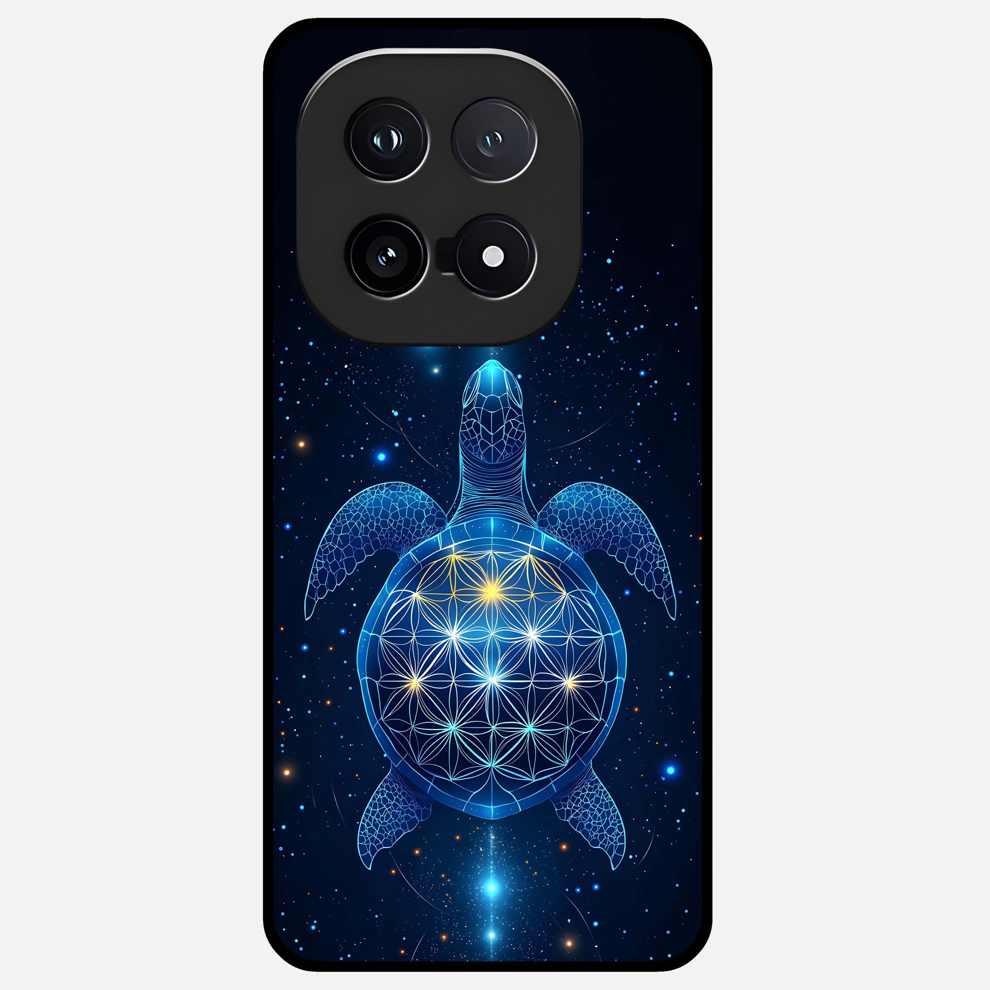  Crimson Blue Turtle Glass Case for iQOO 15 back cover – full design glossy printed glass finish