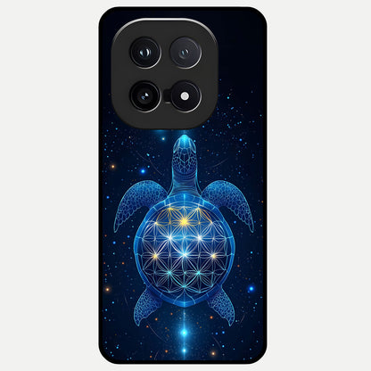  Crimson Blue Turtle Glass Case for iQOO 15 back cover – full design glossy printed glass finish