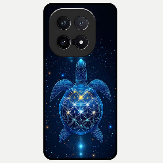  Crimson Blue Turtle Glass Case for iQOO 15 back cover – full design glossy printed glass finish