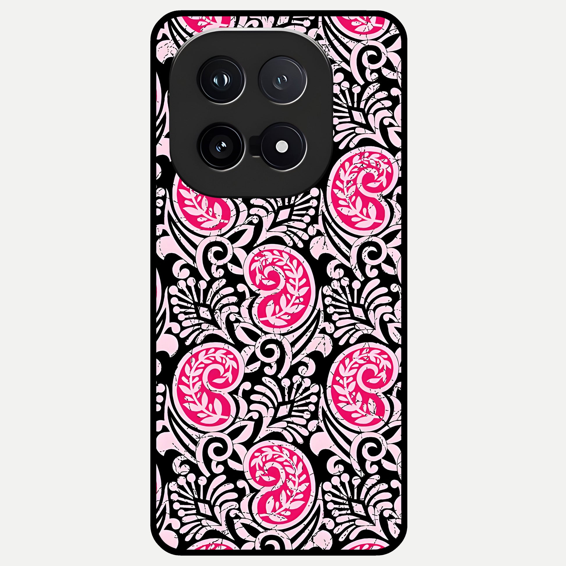  Crimson Paisley Charm Glass Case for iQOO 15 back cover – full design glossy printed glass finish