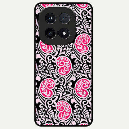  Crimson Paisley Charm Glass Case for iQOO 15 back cover – full design glossy printed glass finish