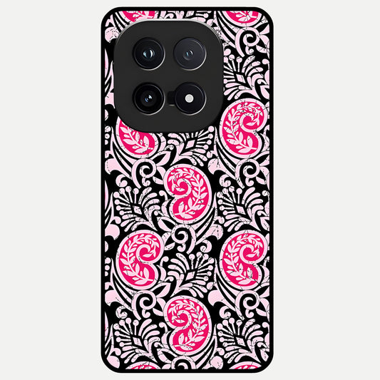  Crimson Paisley Charm Glass Case for iQOO 15 back cover – full design glossy printed glass finish