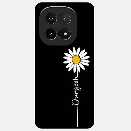  Custom Name White Flower Glass Case for iQOO 15 back cover – full design glossy printed glass finish