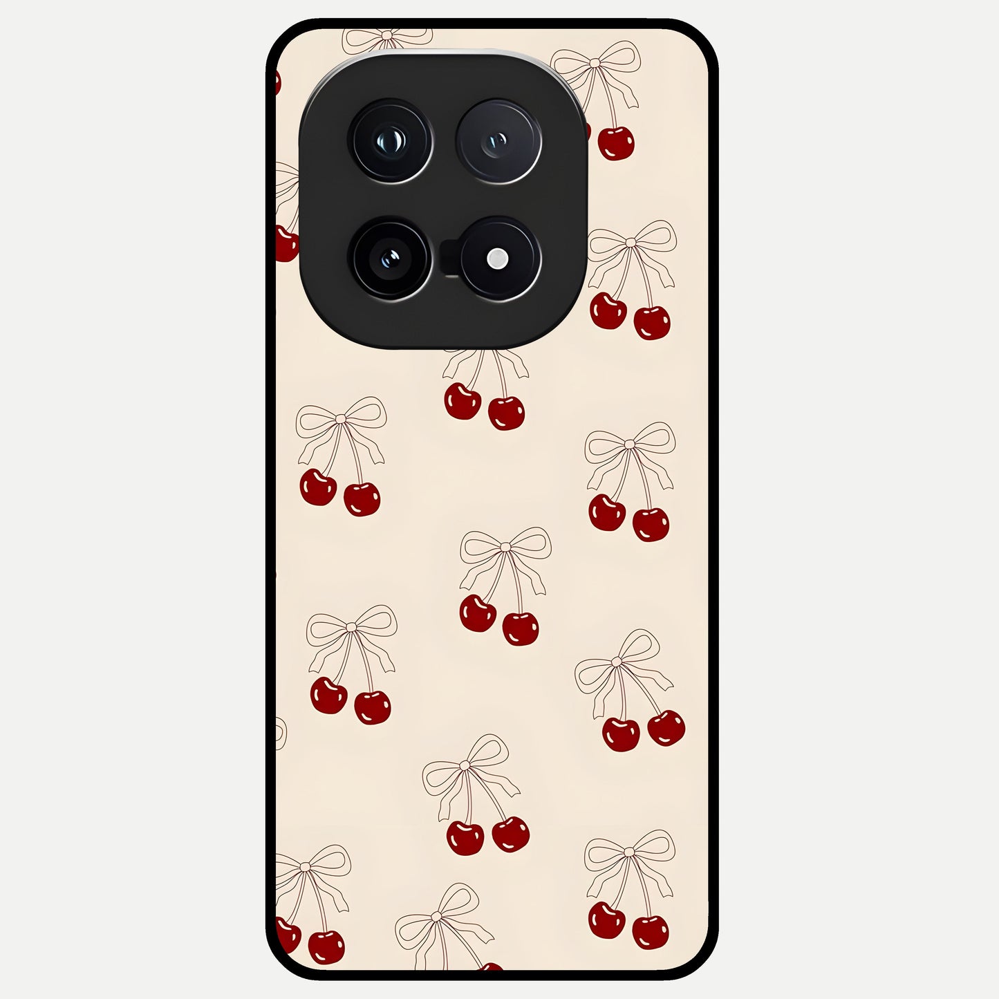  Cute Cherry Pattern Glass Case for iQOO 15 back cover – full design glossy printed glass finish
