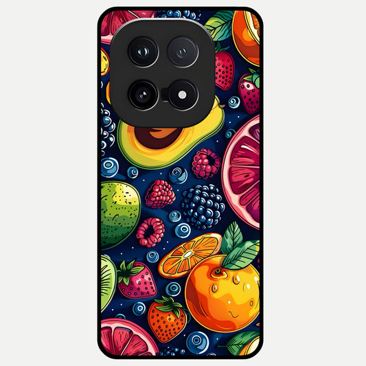  Cute Fruits Art Glass Case for iQOO 15 back cover – full design glossy printed glass finish