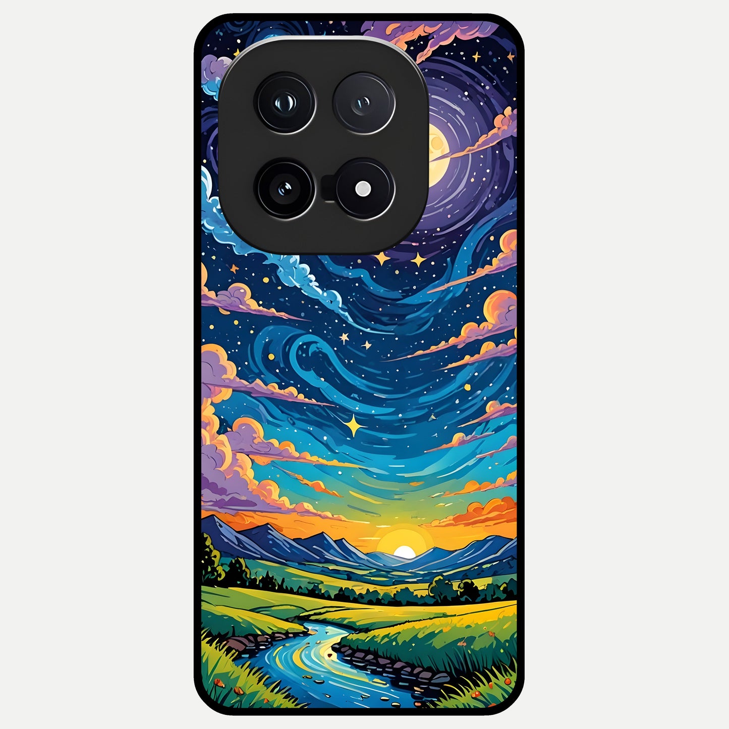  Dreamy Night Landscape Glass Case for iQOO 15 back cover – full design glossy printed glass finish
