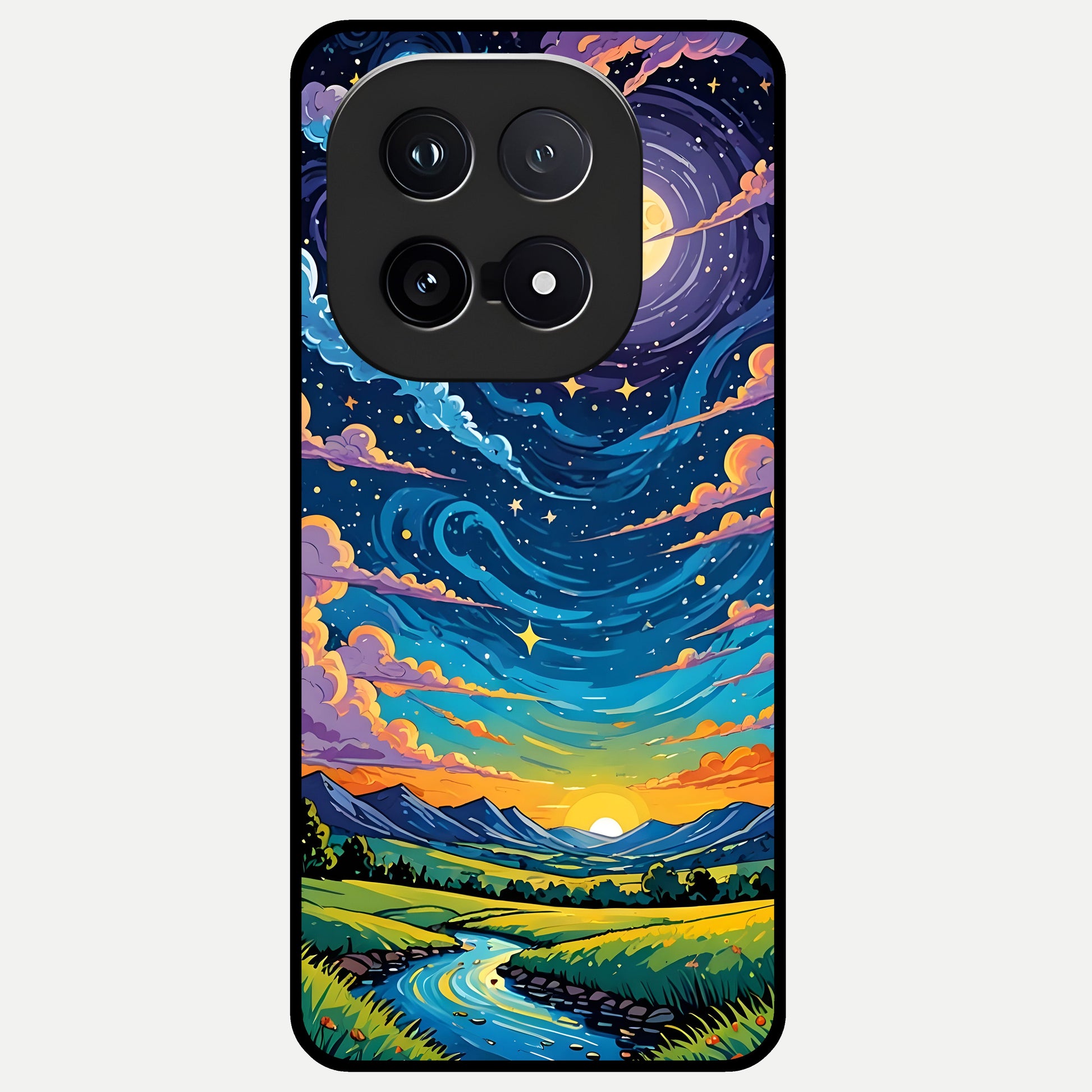  Dreamy Night Landscape Glass Case for iQOO 15 back cover – full design glossy printed glass finish