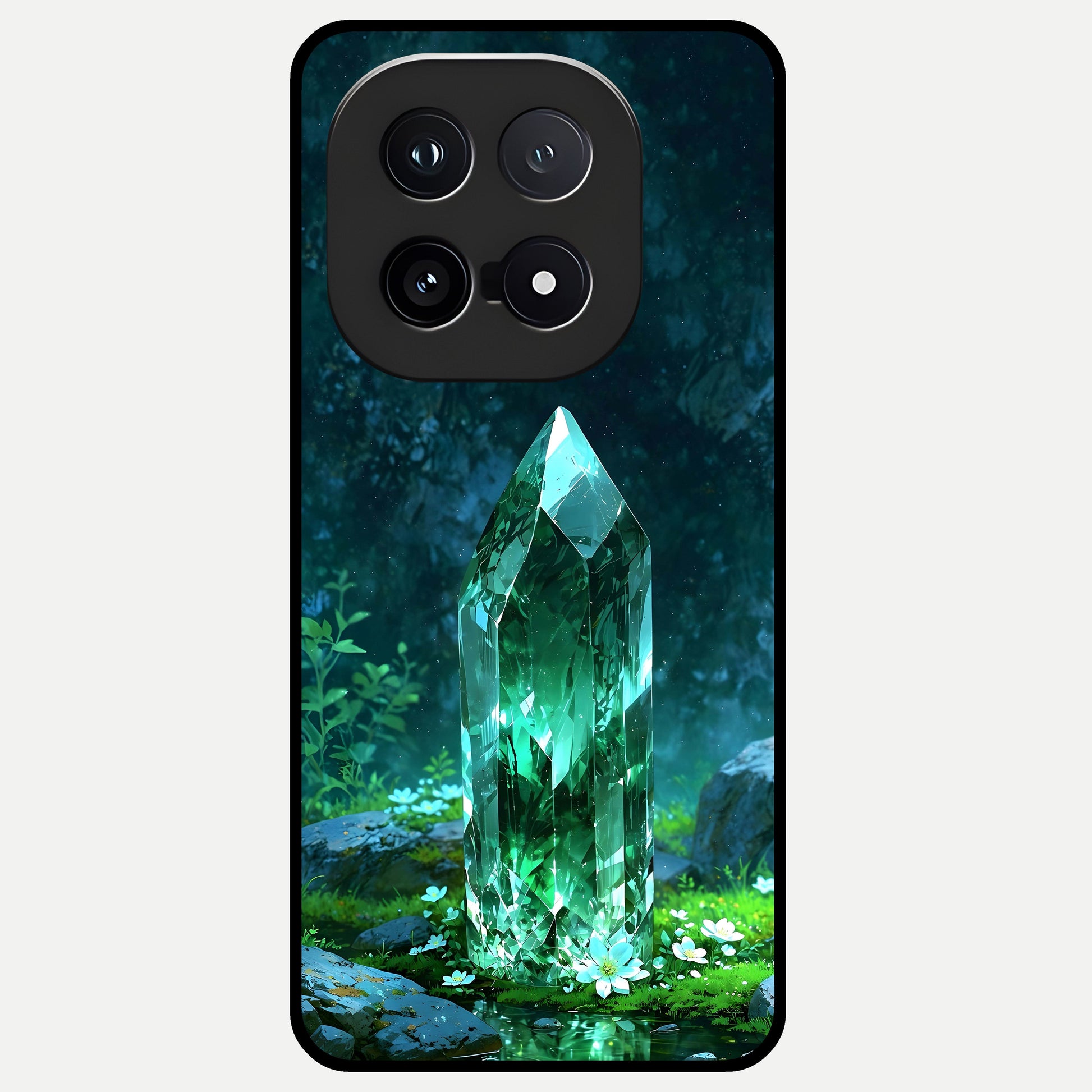  Emerald Light Crystal Glass Case for iQOO 15 back cover – full design glossy printed glass finish