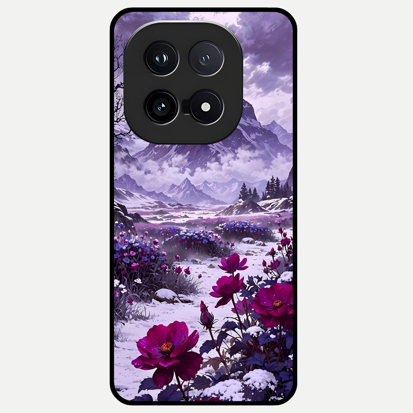  Flower Mountain View Glass Case for iQOO 15 back cover – full design glossy printed glass finish