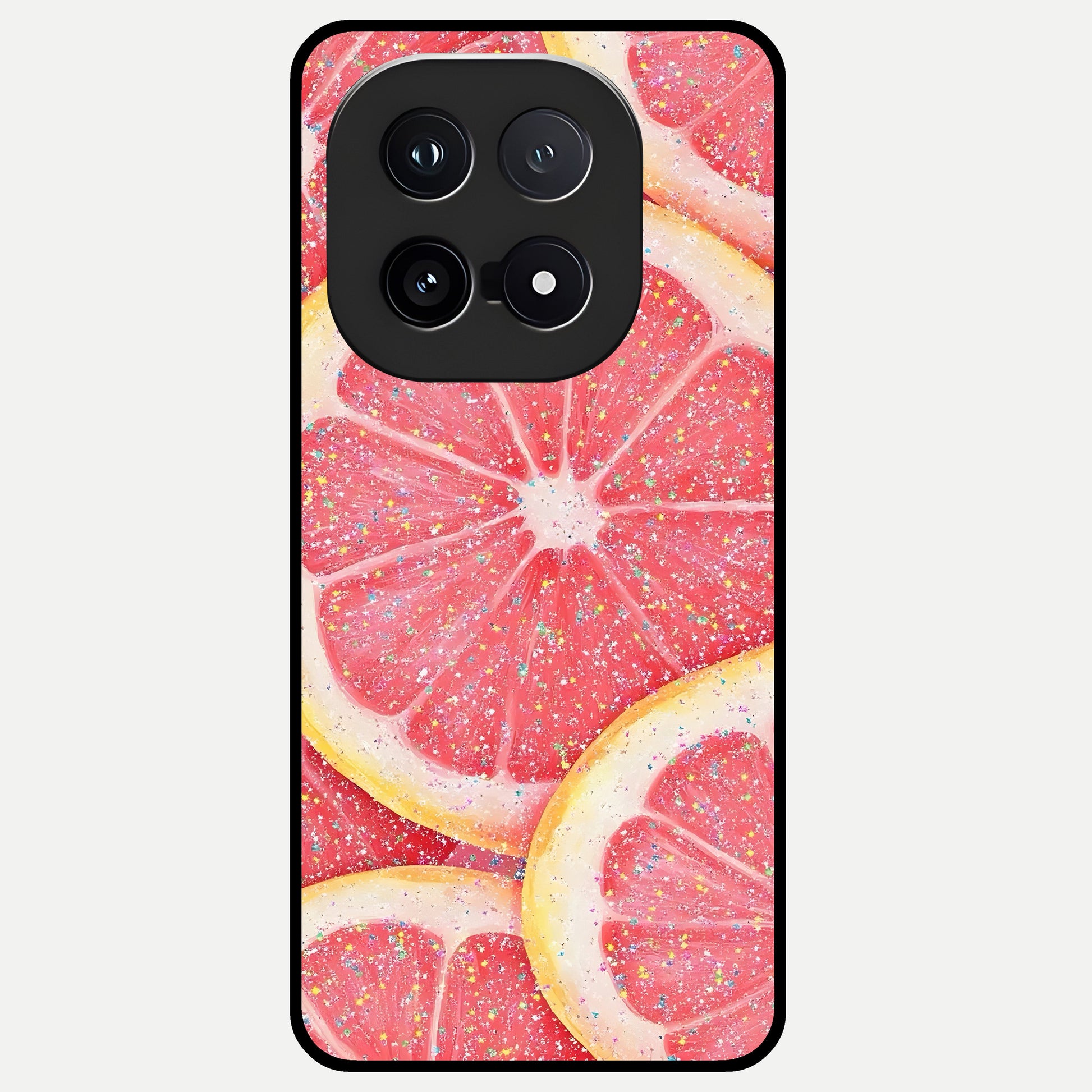  Glitter Grapefruit Glass Case for iQOO 15 back cover – full design glossy printed glass finish