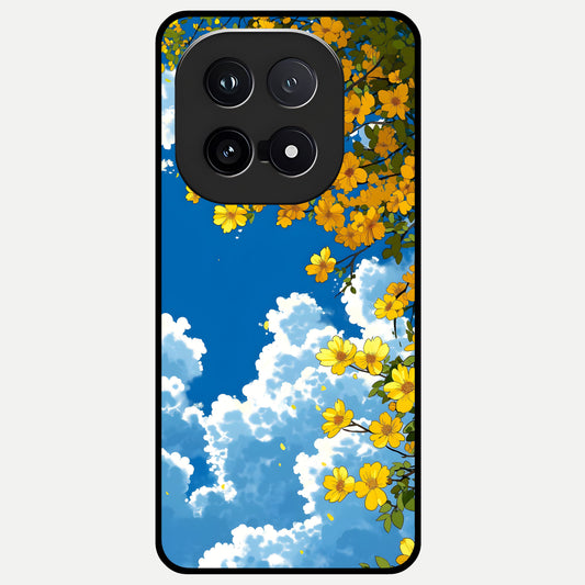  Golden Petal Sky Glass Case for iQOO 15 back cover – full design glossy printed glass finish