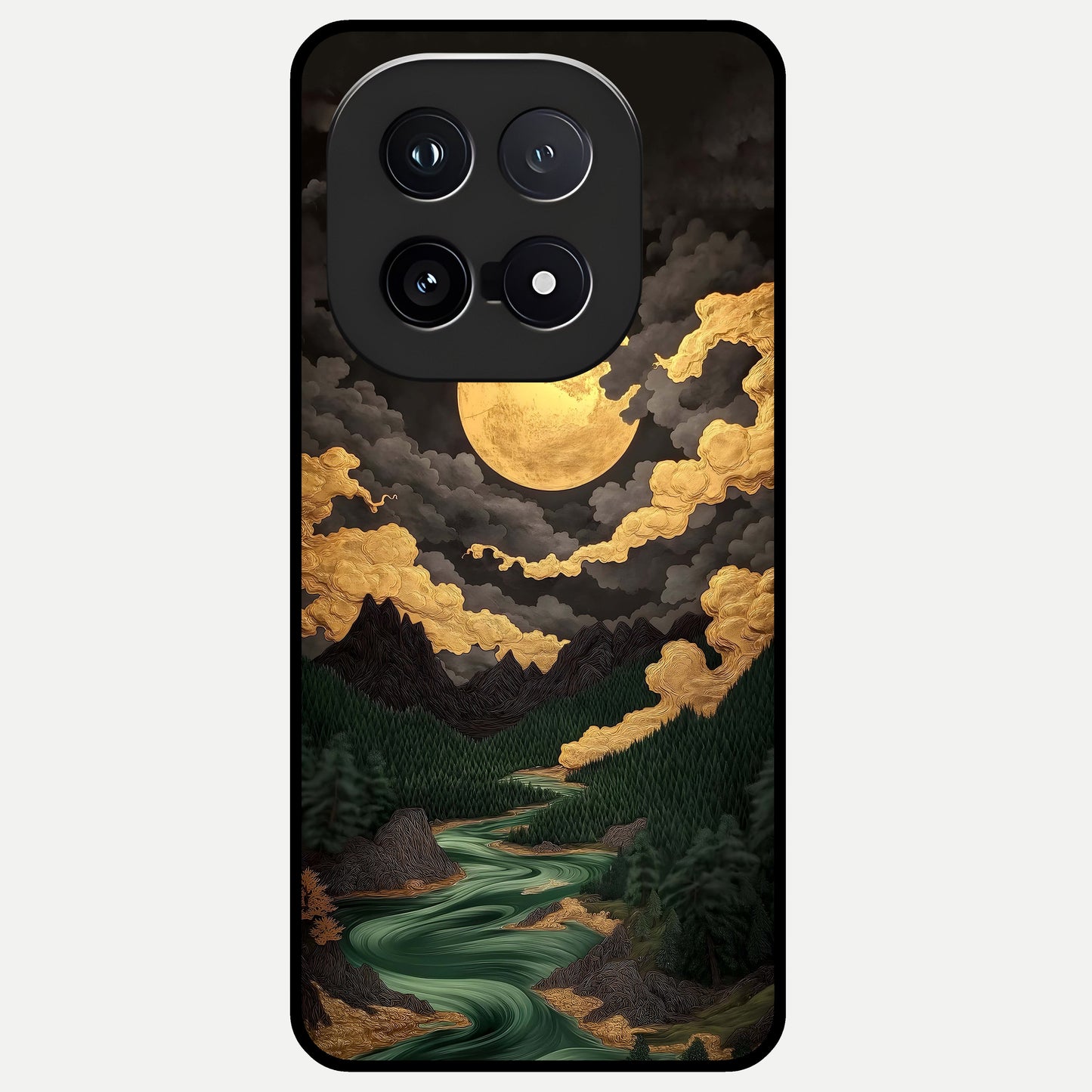  Golden River Moon Glass Case for iQOO 15 back cover – full design glossy printed glass finish