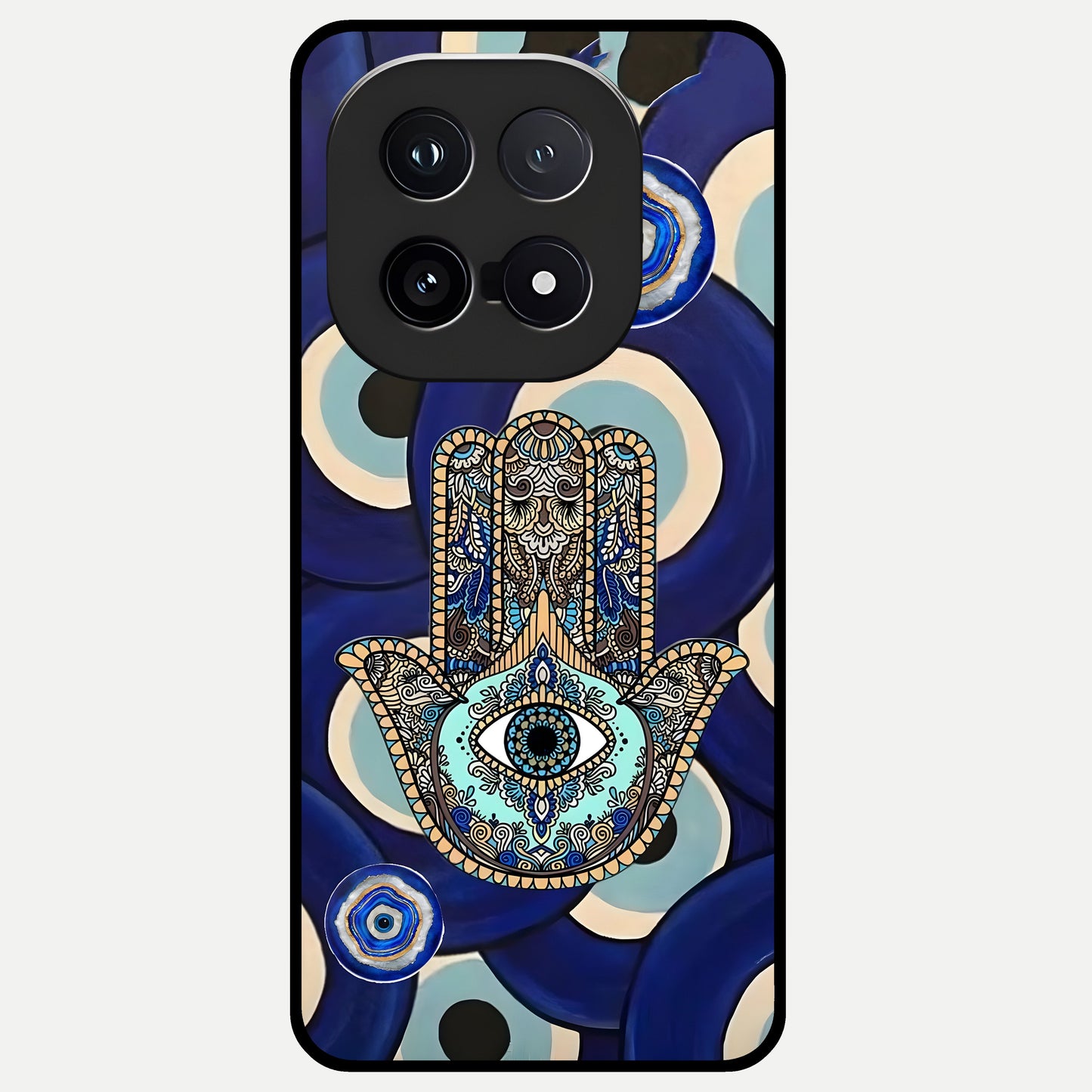  Hamsa Divine Guard Glass Case for iQOO 15 back cover – full design glossy printed glass finish