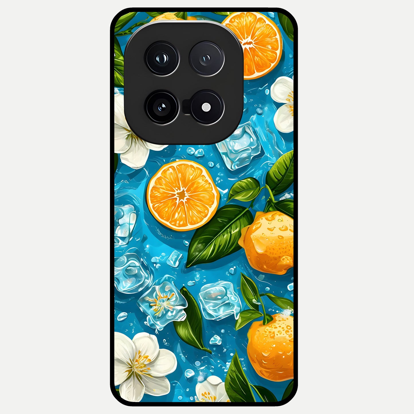 Ice Cube With Orange Glass Case for iQOO 15 back cover – full design glossy printed glass finish