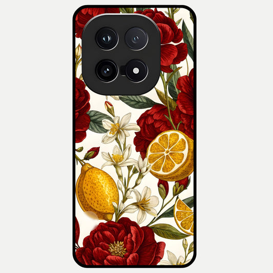  Lemon Rose Charm Glass Case for iQOO 15 back cover – full design glossy printed glass finish