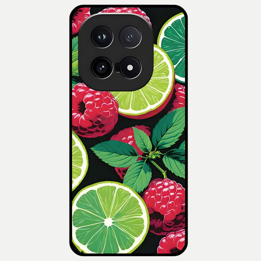  Lime and Raspberry Pattern Glass Case for iQOO 15 back cover – full design glossy printed glass finish
