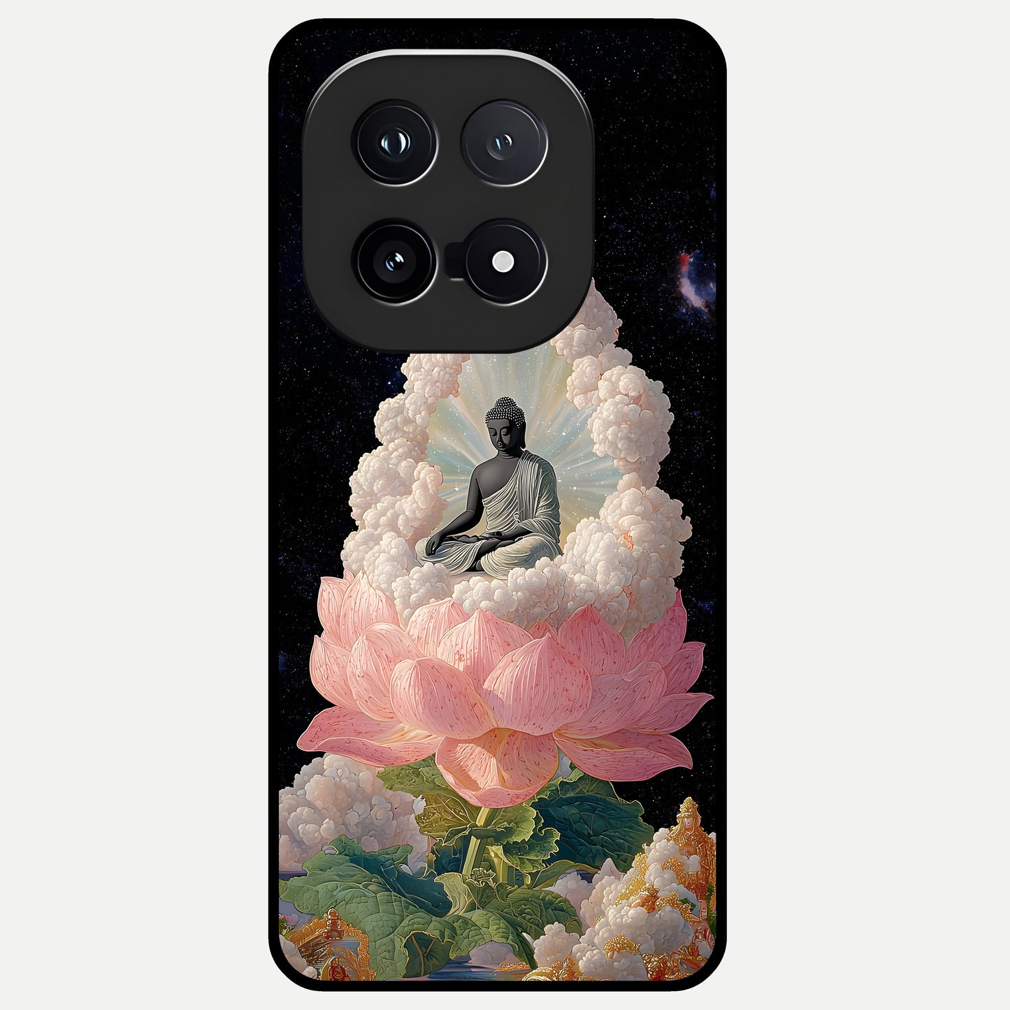  Lotus Divine Peace Glass Case for iQOO 15 back cover – full design glossy printed glass finish