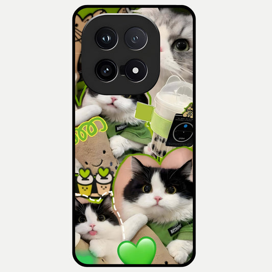  Matcha Cats Mood Glass Case for iQOO 15 back cover – full design glossy printed glass finish