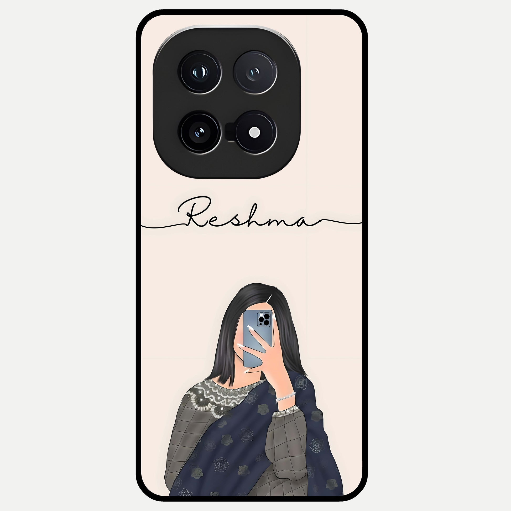  Mirror Mood Muse With Custom Name Glass Case for iQOO 15 back cover – full design glossy printed glass finish