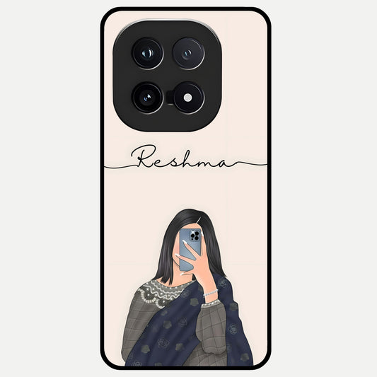  Mirror Mood Muse With Custom Name Glass Case for iQOO 15 back cover – full design glossy printed glass finish