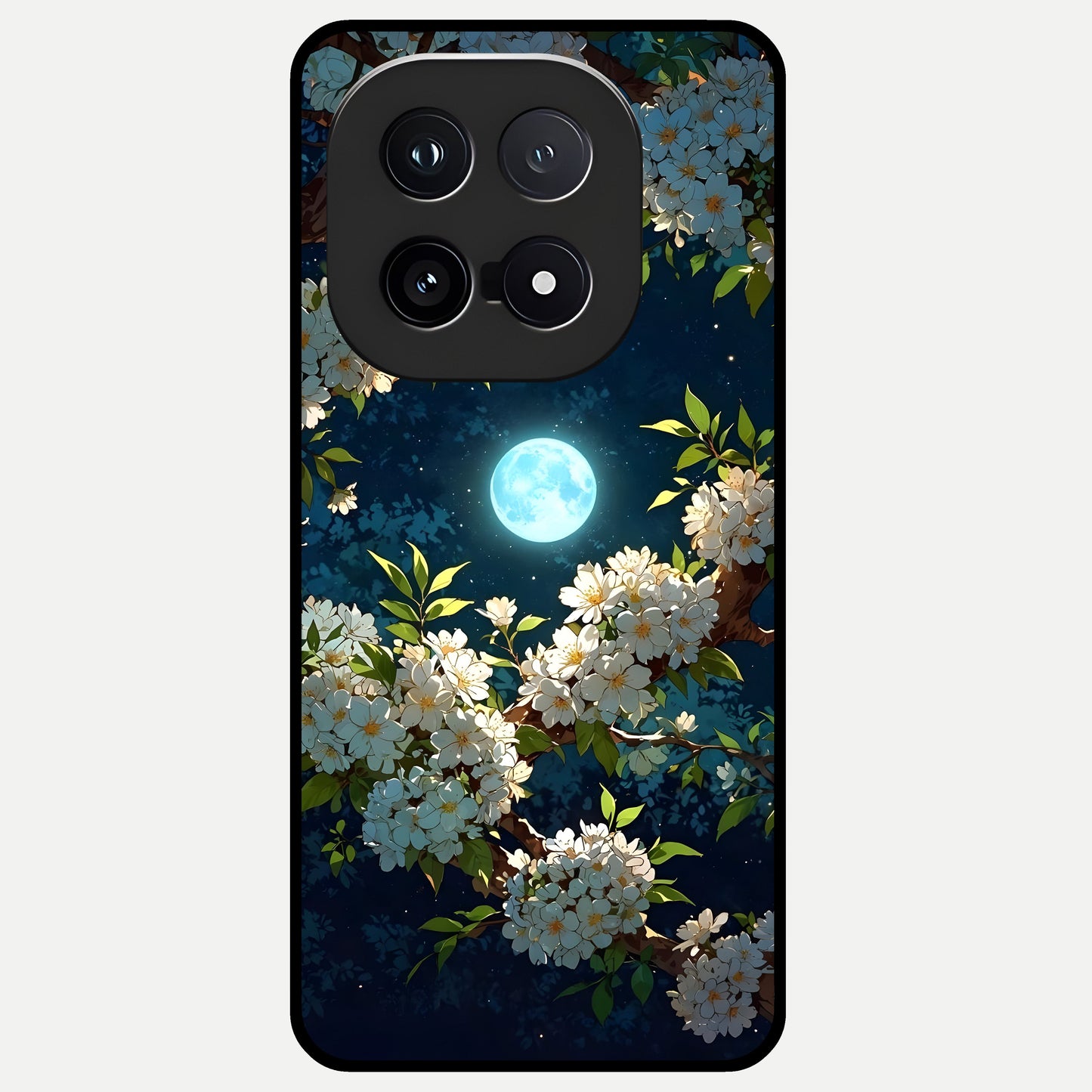  Moonlit Blossom Dream Glass Case for iQOO 15 back cover – full design glossy printed glass finish