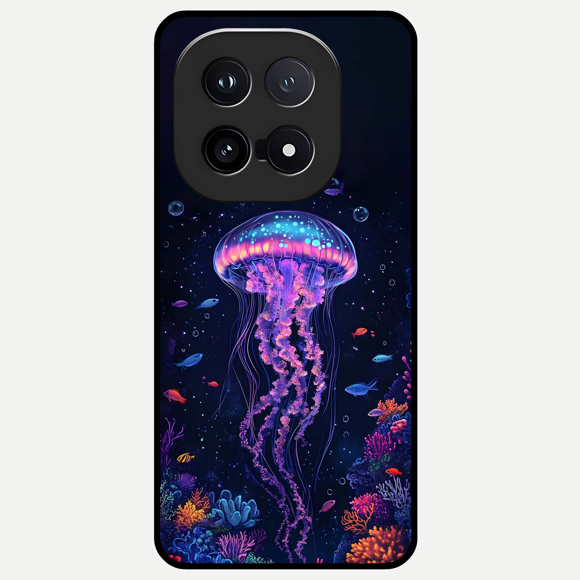  Neon Jellyfish Glass Case for iQOO 15 back cover – full design glossy printed glass finish