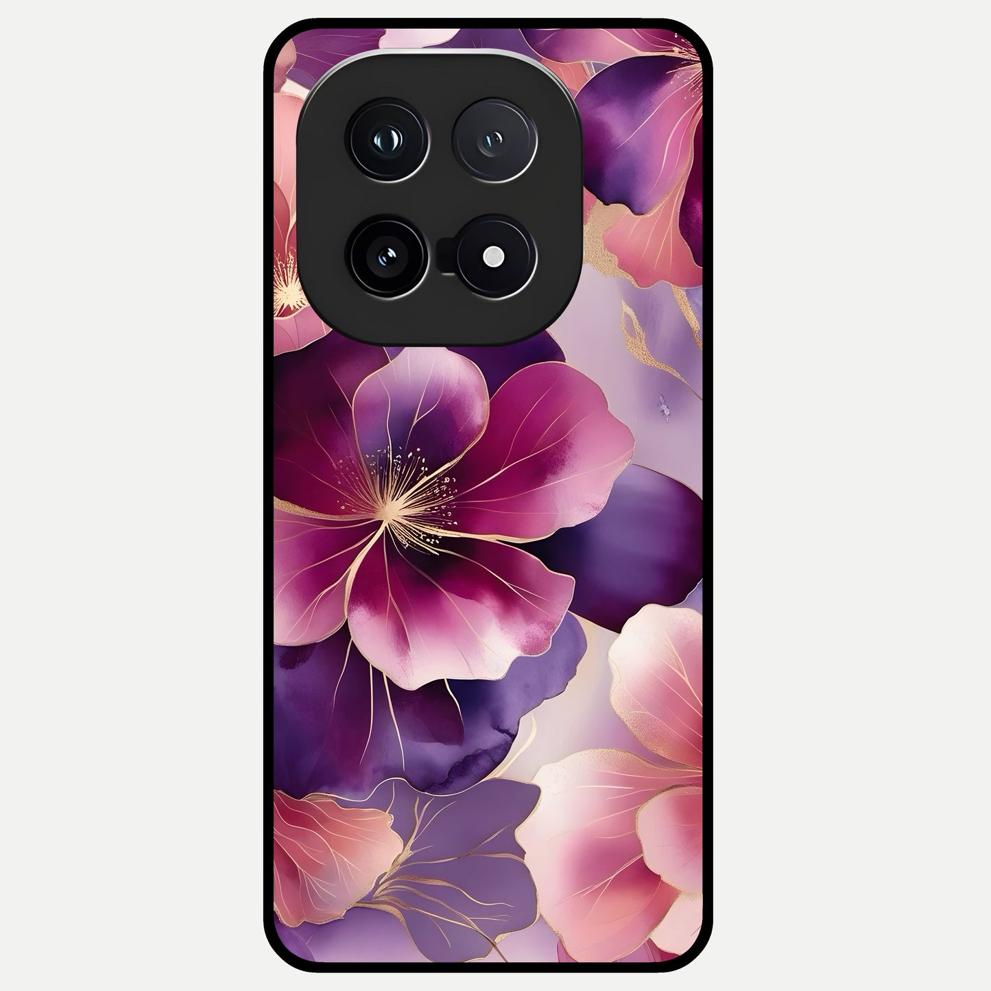  Pink Bouquet Florals Glass Case for iQOO 15 back cover – full design glossy printed glass finish