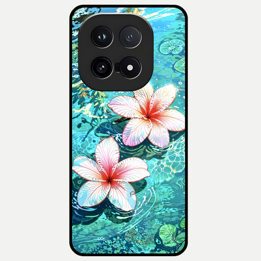  Pink Flowers in Water Glass Case for iQOO 15 back cover – full design glossy printed glass finish