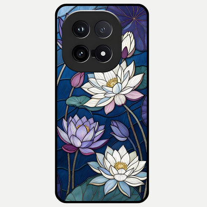  Purple Lotus Stained Glass Case for iQOO 15 back cover – full design glossy printed glass finish