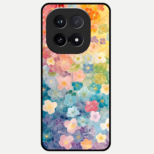  Rainbow Blossom Burst Glass Case for iQOO 15 back cover – full design glossy printed glass finish