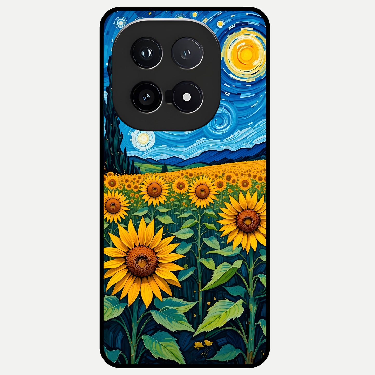  Starry Sunflower Dreams Glass Case for iQOO 15 back cover – full design glossy printed glass finish