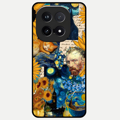  Sunflower Chic Mood Custom Name Glass Case for iQOO 15 back cover – full design glossy printed glass finish