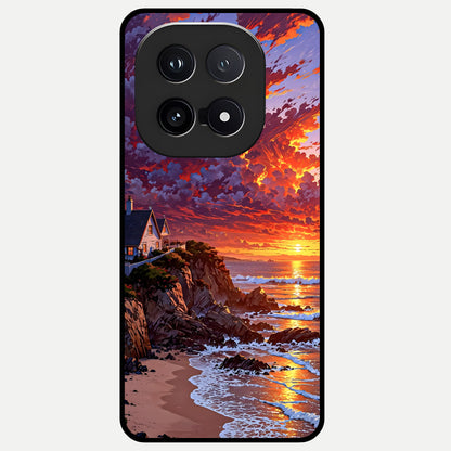  Sunset House By Sea Glass Case for iQOO 15 back cover – full design glossy printed glass finish
