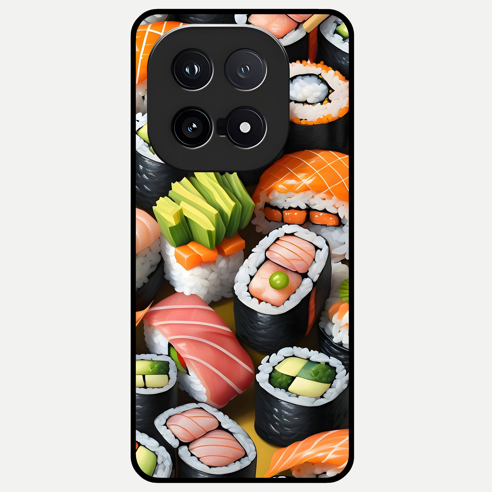  Sushi Food Pattern Glass Case for iQOO 15 back cover – full design glossy printed glass finish