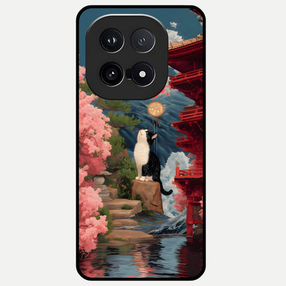  Temple Cat Scenery Glass Case for iQOO 15 back cover – full design glossy printed glass finish