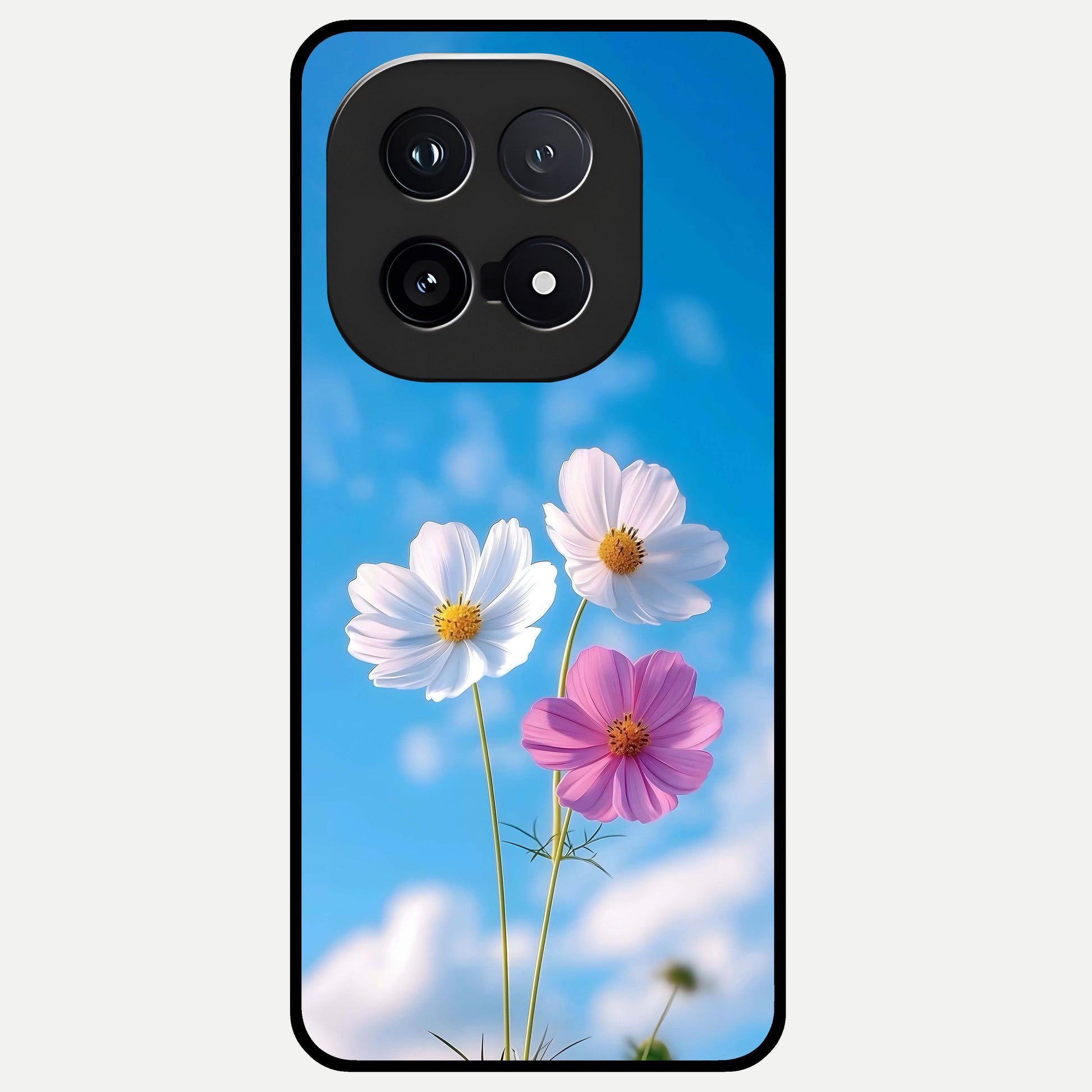  Tripple Flowers With Sky Glass Case for iQOO 15 back cover – full design glossy printed glass finish