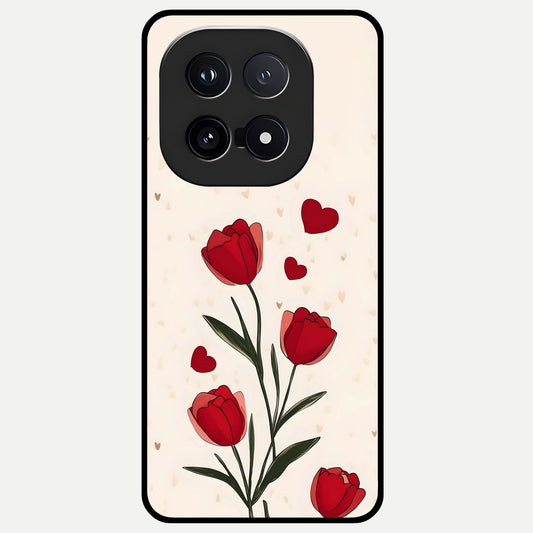  Tulip With Heart Glass Case for iQOO 15 back cover – full design glossy printed glass finish