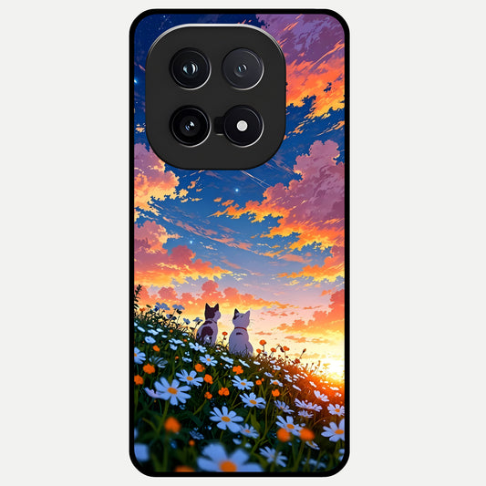  Two Cats Friends Glass Case for iQOO 15 back cover – full design glossy printed glass finish