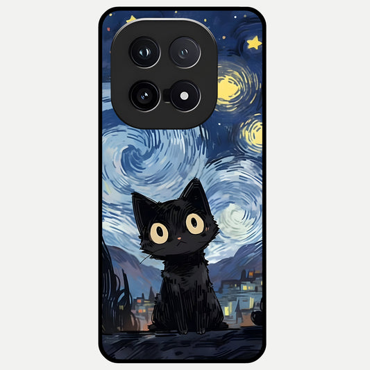  Van Gogh Cat Glass Case for iQOO 15 back cover – full design glossy printed glass finish
