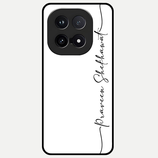  White Tune Custom Name Glass Case for iQOO 15 back cover – personalized glossy printed glass finish