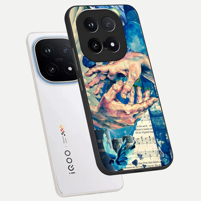  Aesthetic Divider phone case for iQOO 15 showing premium glass back cover with detailed artwork