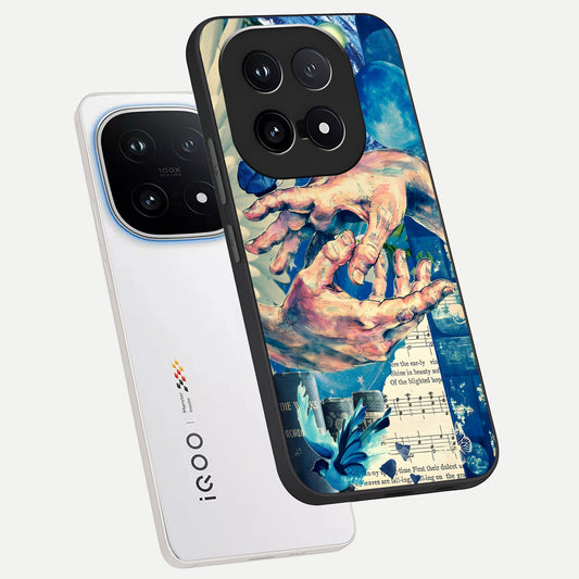  Aesthetic Divider phone case for iQOO 15 showing premium glass back cover with detailed artwork